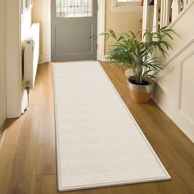 5ft Boho Kitchen Rugs and Mats Non Skid Washable, Braid Jute Kitchen Floor Runner Absorbent Kitchen Carpet Sink Rug, Beige