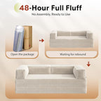WLIVE 87'' Futon Sofa Bed, Convertible Sleeper Sofa, Folding Pull Out Couch Boneless Mattress with Fixed Frame, Corduroy, Beige
