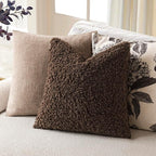 Foindtower 2 Pieces 24x24 Inch Dark Brown, Faux Fur Throw Pillow Cover Accent Sherpa Furry Pillow Covers Fuzzy Soft Pillowcases Cozy Sheepskin Decorative Fleece Cushion Case for Bed Couch Living Room