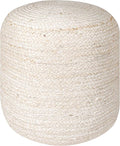 Palisa Ottoman Jute Pouf Handmade Knitted Poof Bean Bag Filling | Boho Pouffe for Living Room & Bedroom | Foot Rest Poufs for Office Home Decor (Off White, 16" D x 16" W x 18" H)