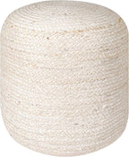 Palisa Ottoman Jute Pouf Handmade Knitted Poof Bean Bag Filling | Boho Pouffe for Living Room & Bedroom | Foot Rest Poufs for Office Home Decor (Off White, 16" D x 16" W x 18" H)