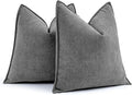MIULEE Pack of 2 Dark Grey Decorative Pillow Covers 22x22 Inch Soft Chenille Luxurious Couch Throw Pillows Farmhouse Cushion Covers Euro Shams with Elegant Design for Sofa Bed Living Room Home Decor