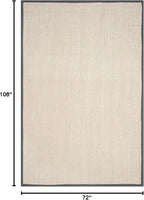 SAFAVIEH Area Rug 6x9 - Natural Fiber Collection - Marble & Dark Grey, Sisal, Woven Design with Border (NF143D)