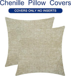 CaliTime Throw Pillow Covers Decorative 26 X 26 Inches Pack of 2 Cozy Chenille Cushion Cases for Couch Sofa Bed Living Room Home Light Taupe