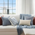 Topfinel 26x26 inches Euro Pillow Covers Set of 2 Dusty Blue Corduroy Decorative Throw Pillow Covers for Bedroom Living Room, Windmill Textured Striped Patchwork Couch Pillow Covers 65x65 cm