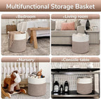 Goodpick Woven Laundry Basket, 15 x 14.2 Inches Cotton Rope Basket for Blankets, Soft Blanket Storage Baskets with Handles for Living Room, Woven Toy Storage Organizer for Nursery, Brown