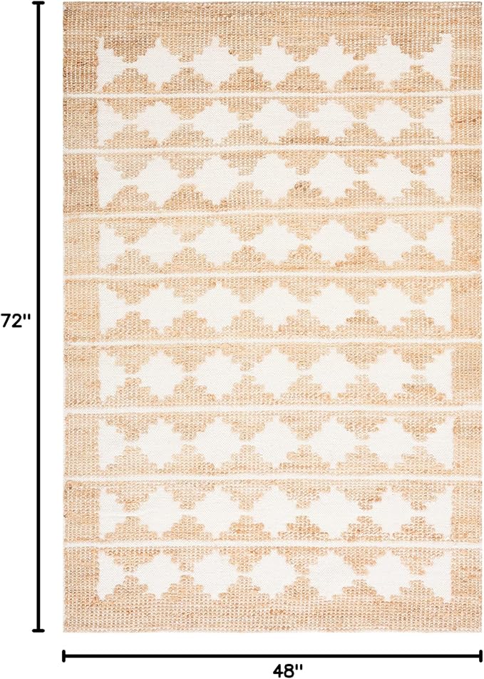 SAFAVIEH Natural Fiber Collection Accent Rug - 4' x 6', Ivory & Natural, Handmade Farmhouse Jute & Wool, Ideal for High Traffic Areas in Entryway, Living Room, Bedroom (NF511A)