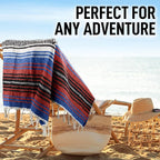 Hydration Nation Authentic Large Handwoven Mexican Striped Throw Blanket - Soft, Durable, Eco-Friendly - 70"x50" - Mariner
