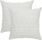 ACCENTHOME Boho Throw Pillow Cover 18x18 Inch (2 Pc) Cotton Hand Woven Decorative Design Pillows For Farmhouse Couch Sofa Bedroom | Off White Tufted Pillow Covers | Home Decor Textured Hug Pillowcases