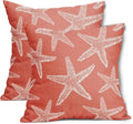 Kawani Beach Coral Starfish Pillow Covers 20X20 Inch Summer Nautical Coastal Ocean Decorative Pillow Cases Set of 2 Cotton Linen Throw Pillows Seasonal Home Decor for Sofa Couch Cushion Outdoor