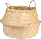 Large Beige Collapsible Seagrass Basket with Handles