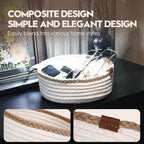 Sea Team 3-Pack Small Cotton Rope Storage Basket Set - Portable Round Organizers with Jute Braid for Small Items, Keys, Makeup & Trinkets
