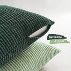 Topfinel 4 Packs LightGreen Decorative Throw Pillow Covers 16x16 Inch for Living Room Couch Bed Sofa, Boho Western Farmhouse Home Decor, Square Soft Moss Corduroy Summer Cushion Case 40x40 cm