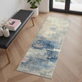 GENIMO 2X5 Washable Modern Runner Rug for Hallway, Non-Slip Low Pile Chenille Print Rug, Soft Rugs for Indoor Entryway Kitchen Corridor, Dusk Tide