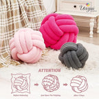 Uvvyui Knot Pillow Ball, Soft Home Decorative Pillows, Round Throw Pillow, Handmade Knotted Plush Pillow, Round Boucle Pillow Cushion (14 Inches Pink)