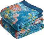 Boho Throw Blanket for Couch Sofa Chair Cotton Spring Blankets for Bedroom Living Room All Season Lightweight Reversible Floral Birds Embroidery Throws 50"x60"