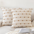 Boho Throw Pillow Covers 20x20 Set of 2 Modern Farmhouse Decorative Cushion Case Tufted Square Pillows Cover Neutral Pillow Cases Accent Pillowcase for Sofa,Couch,Bed,Beige and Brown