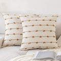 Boho Throw Pillow Covers 24x24 Set of 2 Modern Farmhouse Decorative Cushion Case Tufted Square Pillows Cover Neutral Pillow Cases Accent Pillowcase for Sofa,Couch,Bed,Beige and Brown