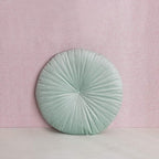 Roslynwood Shelly Round Solid Aqua Velvet Chair Cushion Couch Pumpkin Throw Pillow Home Decorative Seashell Floor Pillow, 16x16 inch