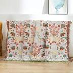 Boho Throw Blanket for Bed, 100% Cotton Ultra Soft Rustic Quilt King Blanket Florals and Animals Printed Farmhouse Decor Large Bed Blankets,90"×98" All Season Rustic Throw for Sofa Couch Chair
