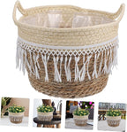 ABOOFAN Woven Planter Basket Indoor Plant Stand Plant Pot Boho Decor Natural Roped Flower Planter