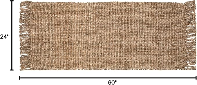 Hand Woven Chunky Jute Runner Rug 2x5 Feet Natural, Reversible Boho Neutral Decorative Indoor Outdoor Patio Rugs for Living Room, Bedroom, Hallway | Farmhouse Rustic Throw Runners Mat for Office Space