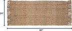 Hand Woven Chunky Jute Runner Rug 2x5 Feet Natural, Reversible Boho Neutral Decorative Indoor Outdoor Patio Rugs for Living Room, Bedroom, Hallway | Farmhouse Rustic Throw Runners Mat for Office Space