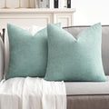 MIULEE Pack of 2 Aqua Green Decorative Pillow Covers 18x18 Inch Soft Chenille Couch Spring Throw Pillows Farmhouse Cushion Covers for Home Decor Sofa Bedroom Living Room