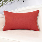 Yangest Patchwork Pillow Cover 12x20 Inch Luxury Cotton and Linen Cushion Cover Rectangle Pillowcover for Couch Bedroom Living Room,Orange