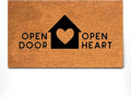 PLUS Haven Coconut Coir Home Entrance Door Mat – 17.5" x 30" | Open Door Open Heart Heavy-Duty Doormat for Indoor & Outdoor Use | Durable & Eco-Friendly