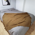 LOMAO Knitted Throw Blanket with Tassels Bubble Textured Lightweight Throws for Couch Cover Home Decor (Khaki, 60x90)