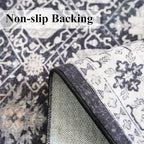Washable 3x7 Entryway Runner Rug: Farmhouse Wide Kitchen Rug Soft Water Resistant Floor Mat for Bathroom Bedroom Nursery Non-Slip Indoor Carpet for Living Room Dining Room Hallway(3x7,Black)
