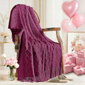 inhand Dusk Knitted Throw Blanket for Couch Bed, Mothers Day/Mom Birthday Gifts for Mom from Daughter Son, Soft Lightweight with Tassels, Farmhouse Warm Decorative Blanket for Women, 50"x60"