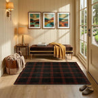 3x4 Retro Buffalo Plaid Indoor Entryway Rug - Front Door Mat Indoor Entrance, Non Slip Washable Rug for Kitchen, Living Room and Fireplace, Washable Easy Jute Red and Black Fall & Holiday Decor