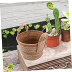 1Pcs Woven Seagrass Plant Basket with Handles Natural Round Storage Basket for Indoor Plants Versatile Home Decor Rattan Flower Pot Nordic Design