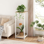 Plant Stand Indoor Corner Tall 2 Tier Metal Modern Flower Storage Plant Shelf Holder for Living Room Balcony Garden,White (2 Tier-White)
