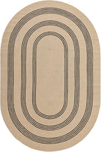 DEXI Jute Area Rug Natural Fiber 6x9 Oval, Woven Braided Durable Farmhouse Design Rugs for Living Room, Bedroom Dinning Room Office Outdoor Patio, Beige/Black