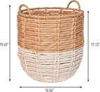 happimess BSK1003E Laurel 19.49" Bohemian Handwoven Abaca Hamper Basket with Handles, Seagrass Container for Decoration in Bedroom, Living Room, Laundry Room, Entryway, Natural, Natural/White