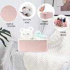 COMFY-HOMI 13" x 8.5" x 5.1" Storage Baskets for Organizing | Cotton Rope Woven Basket | Toy Storage Bin Box | Basket for Shelves, Closet Organizer Bin, Decorative Closet Shelf, 1 Pack, All pink