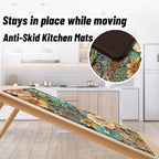 Boho Floral Kitchen Mats for Floor 2PCS Anti Fatigue Mats for Kitchen Floor Cushioned Non Slip Waterproof Memory Foam PVC Kitchen Rugs Set for Sink,Office,Laundry 17.3"x28"+17.3"x47"