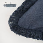 Foindtower Set of 2 Decorative Linen Fringe Throw Pillow Covers Cozy Boho Farmhouse Cushion Cover with Tassels Soft Accent Pillowcase for Couch Sofa Bed Living Room Home Decor, 16×16 Inch, Navy Blue