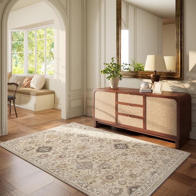 Machine Washable Small Rugs for Entryway: Door Mat Indoor Entrance 4x6 Area Rug Stain Resistant Non Slip Low Pile Soft Carpet for Kitchen Front Door Indoor Entry Bathroom Bedroom
