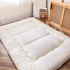 MAXYOYO Japanese Shiki Futon Mattress Floor Mattress Thicken Tatami Mat Sleeping Pad Roll Up Mattress Floor Lounger Bed Folding Couch Bed Mattress Pad for Guest Room, Off White, King