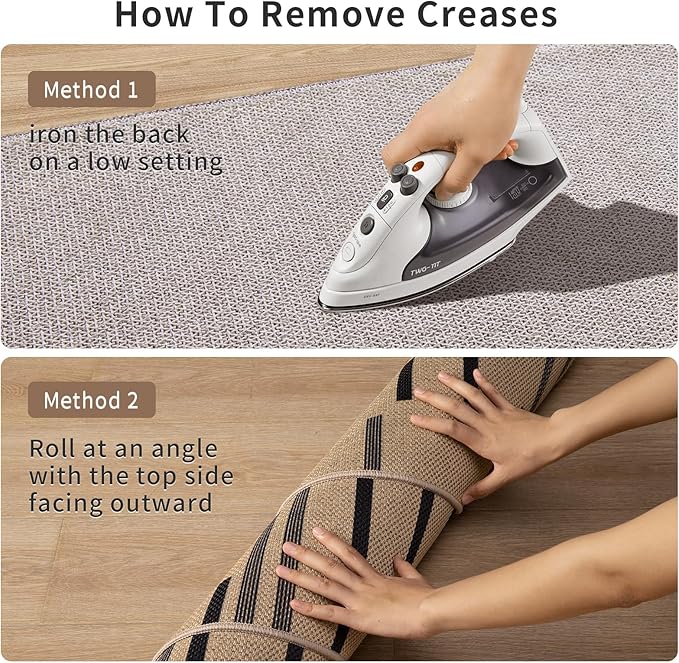 Tangsoo Modern Easy Jute 2x4 Rug for Entryway,Washable Thin Outdoor Door Mat,Non-Slip Indoor Floor Carpet Farmhouse Irregular Stripe Small Throw Mat for Kitchen Hallway Bedroom Front Porch Entrance