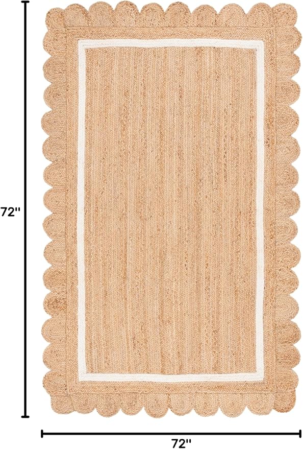 SAFAVIEH Natural Fiber Collection Area Rug - 6' Square, Natural & Ivory, Rustic Farmhouse Style, Handmade Jute, Ideal for The Living Room, Bedroom, Dining Room (NF896A-6SQ)
