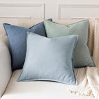 MIULEE Decorative Linen Euro Sham Pillow Covers 22x22 Inch Blue Ashes Boho Farmhouse Neutral Couch Throw Pillows for Bed Pack of 2 Accent Modern Pillowcase Sofa Livingroom Home Decor