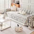 ROOMLIFE Grey Boho Couch Cover for 3 Cushion Couch L Shape Sofa Covers for Sectional Sofa Reversible Silpcover for Dogs Washable Chenille Furniture Protector for Living Room, 71"x150"