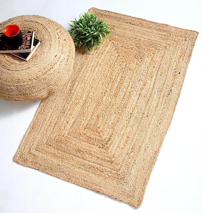 MDS Pack of 1 Handwoven Braided Jute Area Rug 2x5 Rectangular - 100% Natural Burlap Reversible Accent Rugs for Home Decor, Living Room, Doormat, Kitchen, Entryway Rug, Rustic, Farmhouse (2'x5')