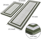 Mattitude Kitchen Mats Set of 2 Cushioned 0.47 inch Thick Rugs Non-Skid Waterproof Mats and Ergonomic Comfort Standing for Floor, Office, Sink,Laundry,Green