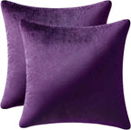 MIULEE Velvet Throw Pillow Covers 20x20 Inch, Pack of 2 - Eggplant Purple, Super Soft Decorative Square Cushion Cases Modern Luxury Spring Home Decor for Sofa,Couch,Bed,Chair
